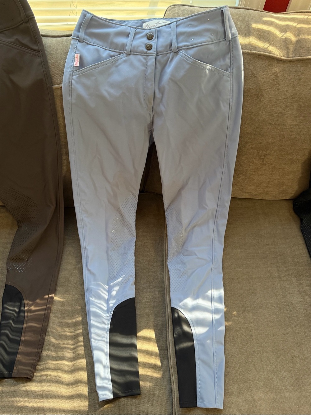 Tailored Sportsman Light Blue Riding Breeches with Knee Patches